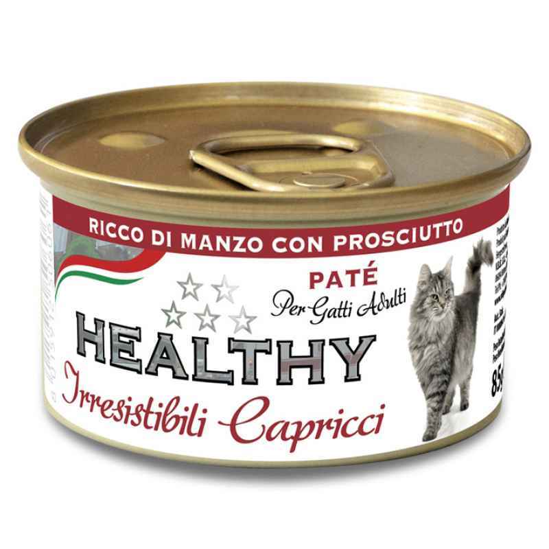 Healthy (Хэлси) Irresistibili Capricci - Консервированный корм с говядиной и ветчиной для требовательных котов (паштет) (85 г) в E-ZOO