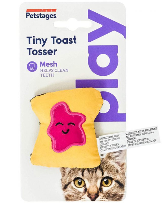 Petstages (Петстейджес) Dental Tiny Toast Tosser – Игрушка для котов, в виде хлебного тоста (5,7х6,3х3,8 см) в E-ZOO