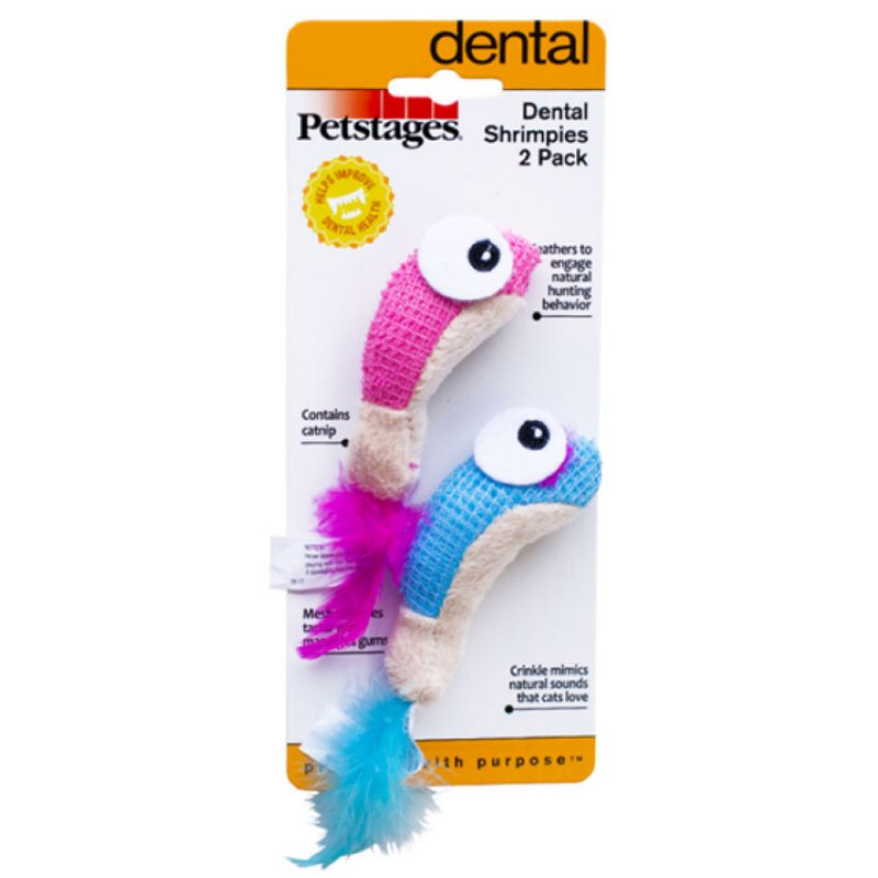 Petstages (Петстейджес) Dental Shrimpies – Іграшки для котів, у формі креветок (Комплект) в E-ZOO