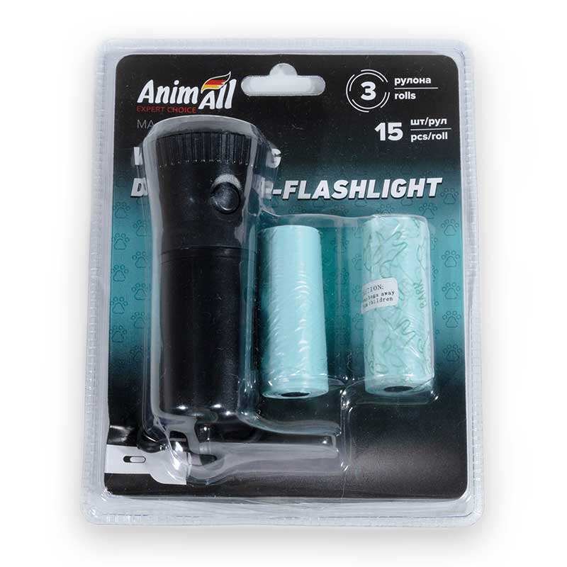 AnimAll (ЭнимАлл) Диспенсер-фонарик с пакетами для уборки за собаками (Комплект) в E-ZOO