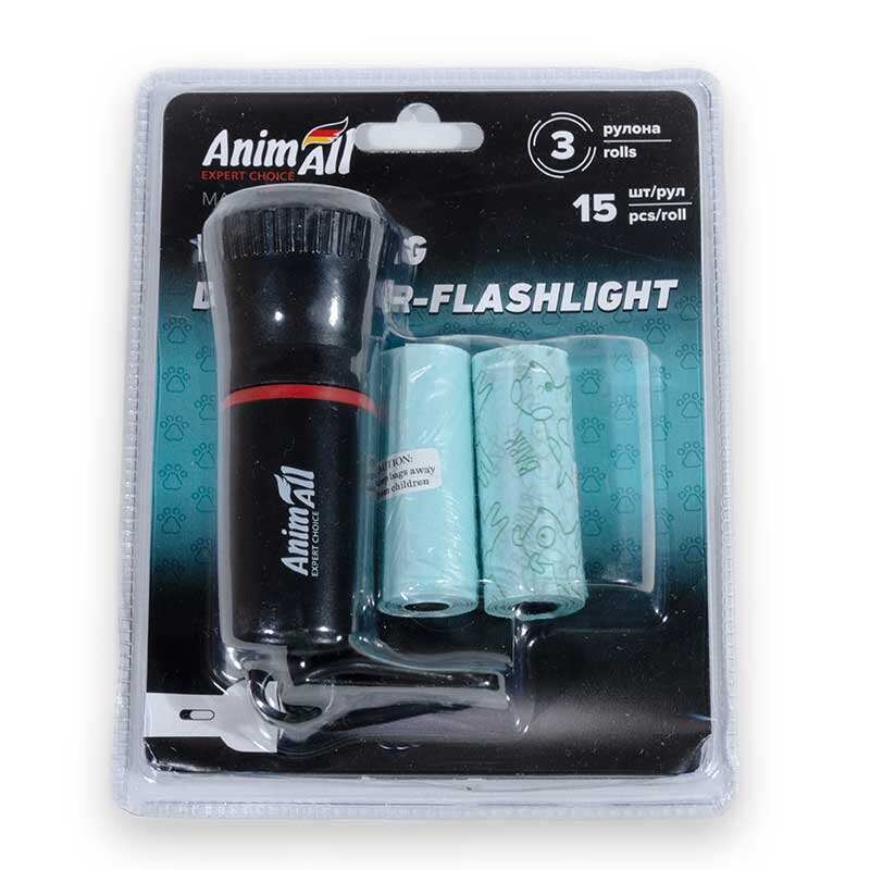 AnimAll (ЕнімАлл) Диспенсер-ліхтарик з пакетами для прибирання за собаками (Комплект) в E-ZOO