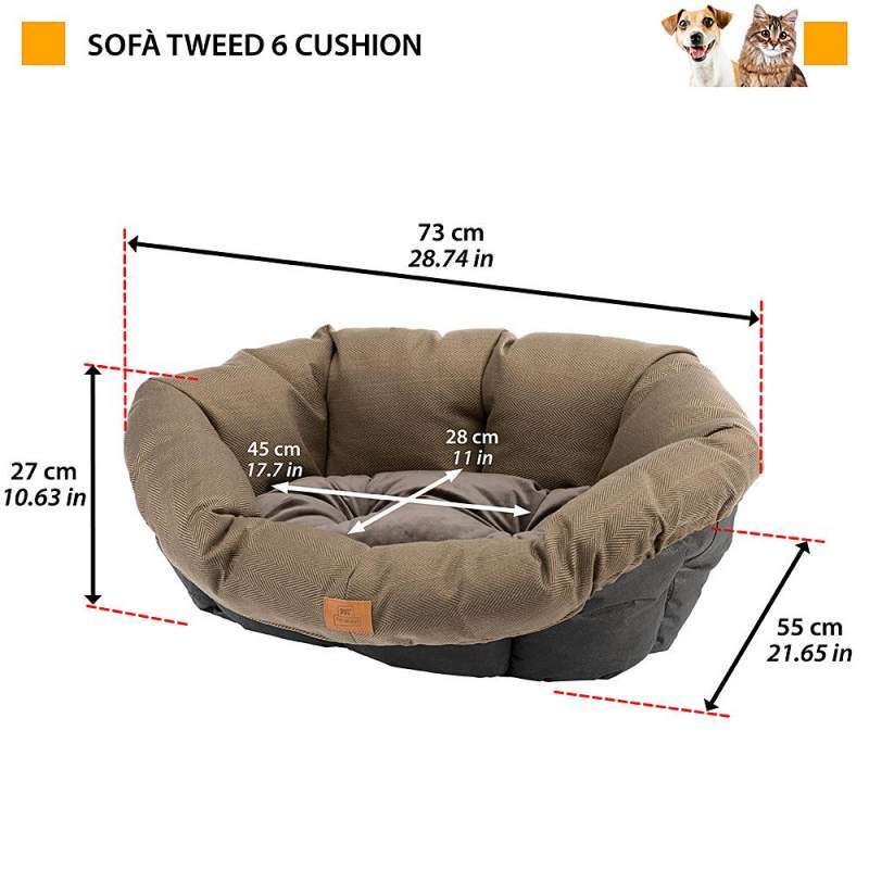 Ferplast (Ферпласт) Sofa Tweed Cushion - М'яка твідова подушка під лежак Siesta Deluxe для собак і котів (73х55х27 см) в E-ZOO