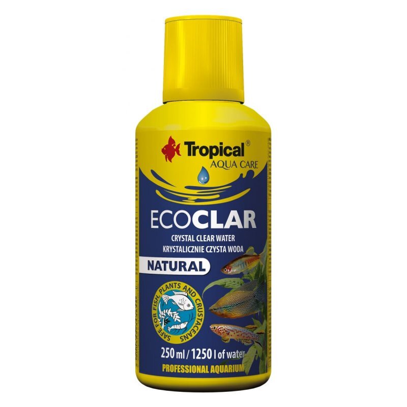 Tropical (Тропикал) Aqua Care Ecoclar Natural - Средство для очистки воды от взвесей, примесей и помутнений для пресноводного аквариума (250 мл) в E-ZOO