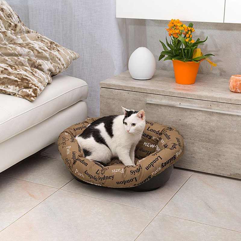 Ferplast (Ферпласт) Sofa Cities - Пластиковий лежак з подушкою з х/б тканини для котів і собак дрібних порід (73х55х27 см) в E-ZOO