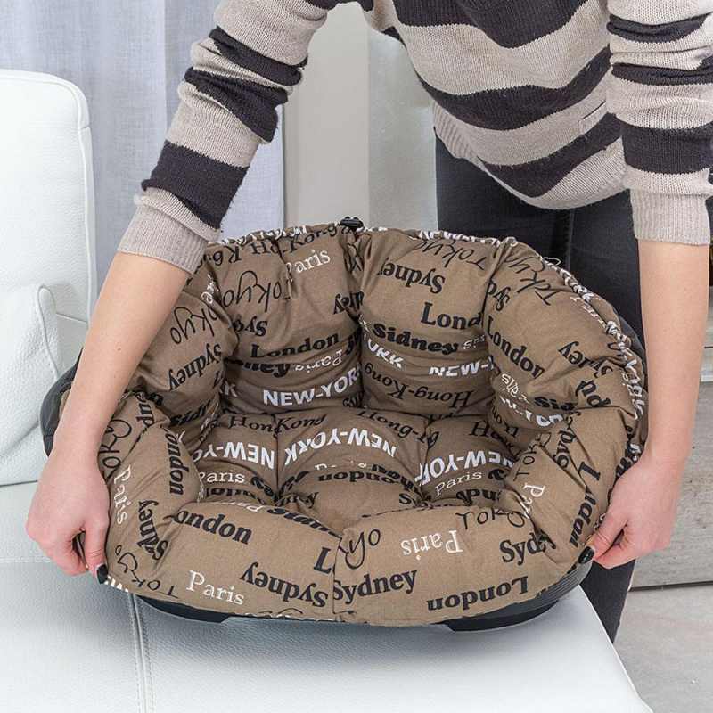 Ferplast (Ферпласт) Sofa Cities - Пластиковый лежак с подушкой из х/б ткани для котов и собак мелких пород (73х55х27 см) в E-ZOO