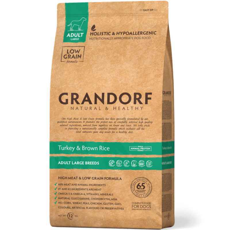 Grandorf (Грандорф) Turkey & Brown Rice Adult Large Breeds - Сухой корм с индейкой и коричневым рисом для взрослых собак крупных пород (12 кг) в E-ZOO