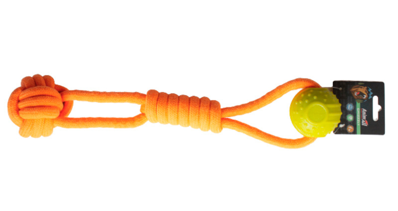 AnimAll (ЭнимАлл) GrizZzly - Игрушка канат с шариком для собак (41х7х7 см) в E-ZOO