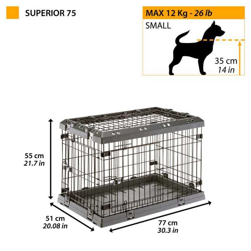Ferplast (Ферпласт) Superior - Складна клітка для собак з двома або трьома дверцятами (62х47х50 см) в E-ZOO