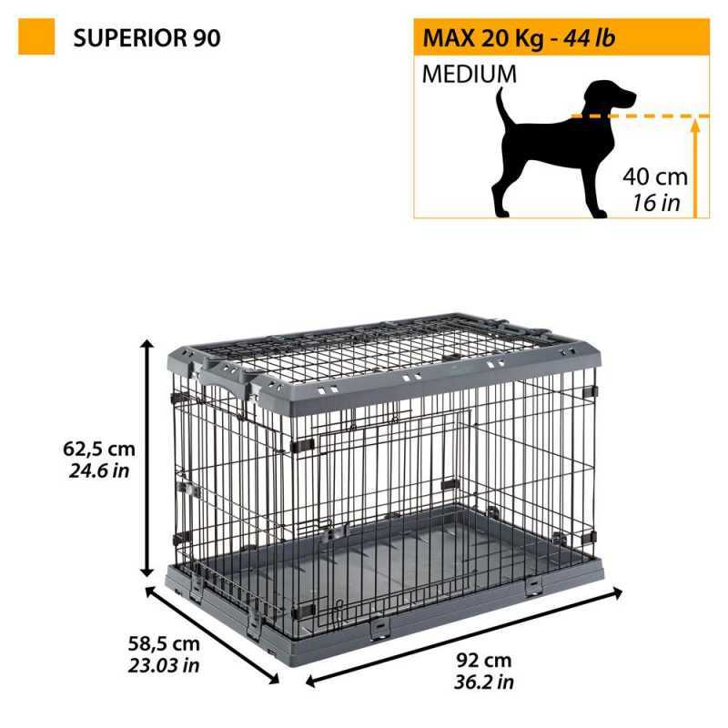 Ferplast (Ферпласт) Superior - Складна клітка для собак з двома або трьома дверцятами (62х47х50 см) в E-ZOO