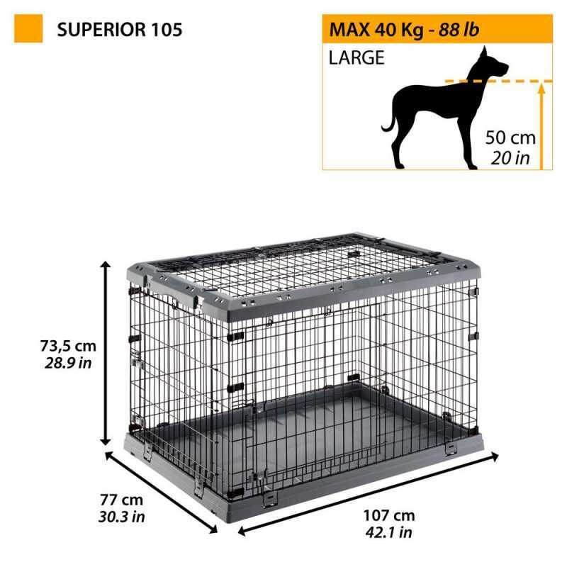 Ferplast (Ферпласт) Superior - Складна клітка для собак з двома або трьома дверцятами (107х77х73,5 см) в E-ZOO