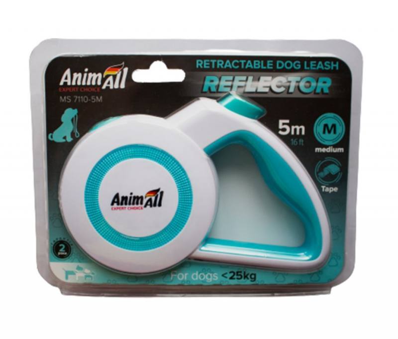 AnimAll (ЕнімАлл) Reflector - Поводок-рулетка для собак, стрічка (5 м, до 25 кг) (M) в E-ZOO