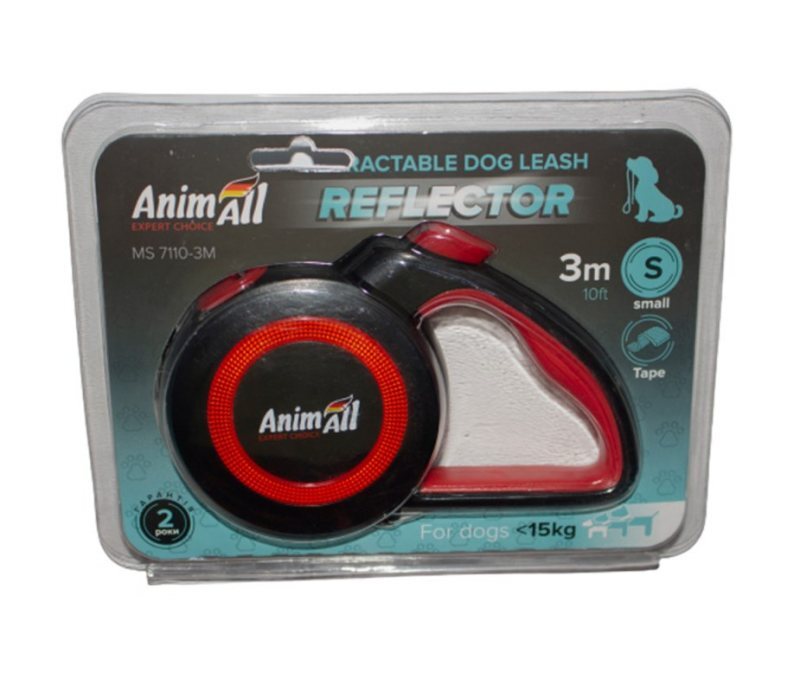 AnimAll (ЕнімАлл) Reflector - Поводок-рулетка для собак, стрічка (3 м, до 15 кг) (S) в E-ZOO