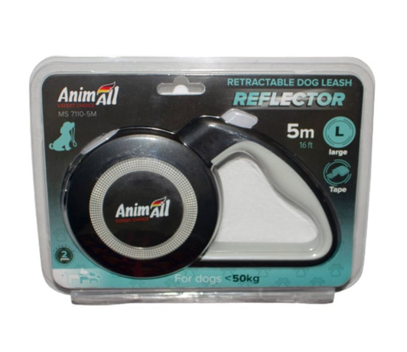 AnimAll (ЕнімАлл) Reflector - Поводок-рулетка для собак, стрічка (5 м, до 50 кг) (L) в E-ZOO