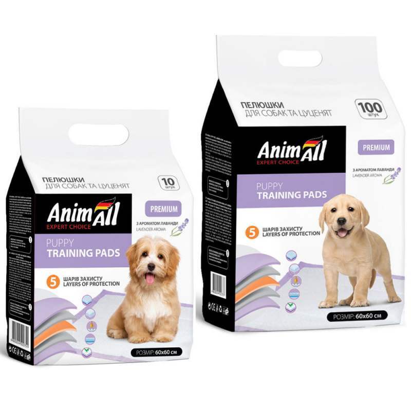 AnimAll (ЭнимАлл) Puppy Training Pads - Пеленки тренировочные с ароматом лаванды для щенков и собак (60х60 см / 100 шт.) в E-ZOO