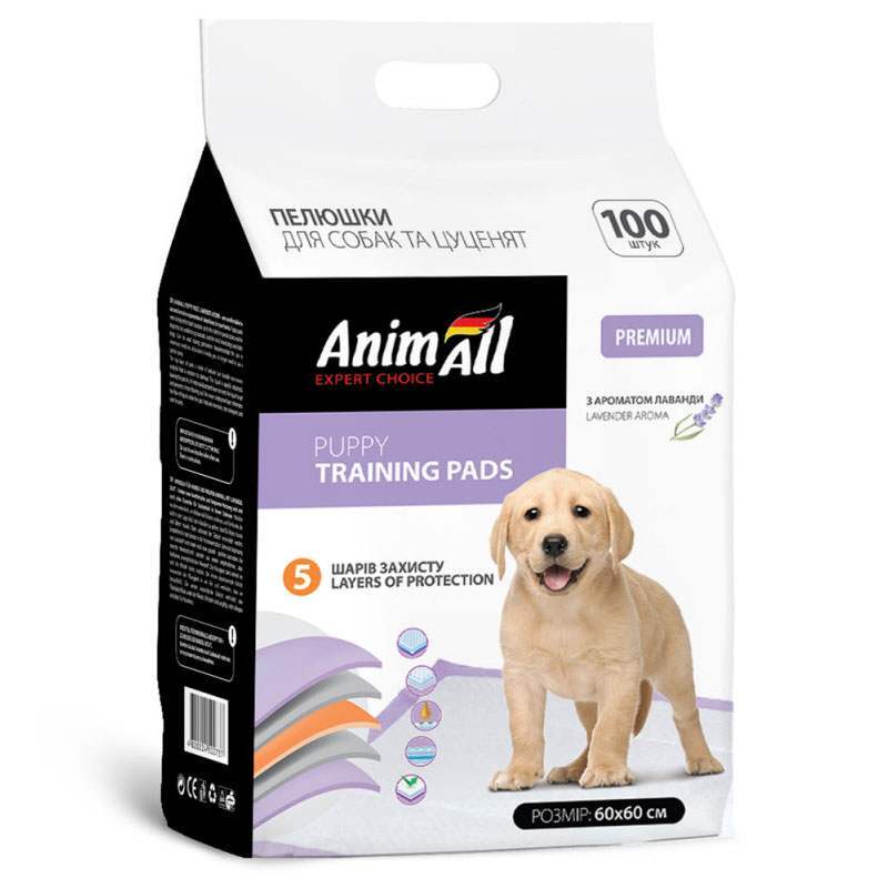 AnimAll (ЭнимАлл) Puppy Training Pads - Пеленки тренировочные с ароматом лаванды для щенков и собак (60х60 см / 100 шт.) в E-ZOO