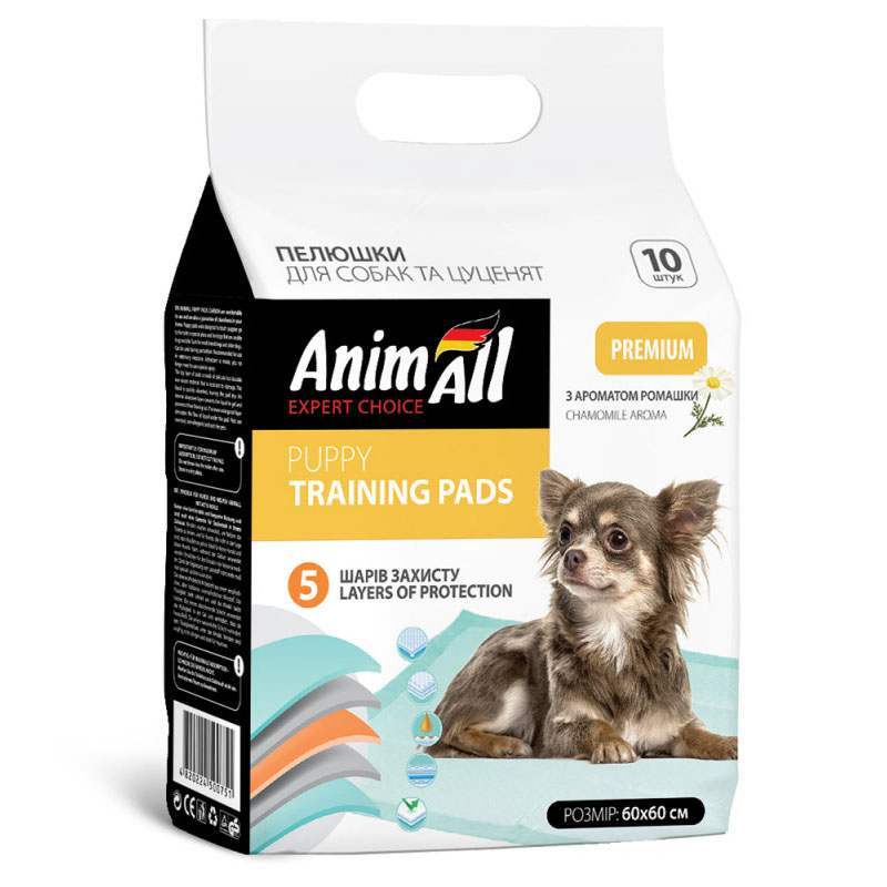 AnimAll (ЭнимАлл) Puppy Training Pads - Пеленки тренировочные с ароматом ромашки для щенков и собак (60х60 см / 10 шт.) в E-ZOO
