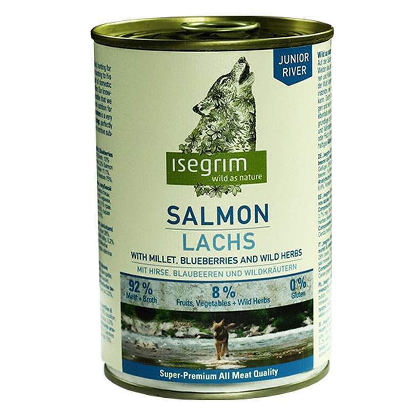Isegrim (Изегрим) Junior Salmon with Millet Blueberries&Wild Herbs - Консервованный корм с лососем, просом, черникой и дикорастущими травами для щенков (400 г) в E-ZOO