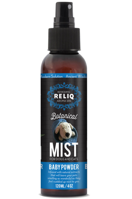 Reliq (Релик) Botanical Mist-Baby Powder - Спрей-одеколон с ароматом детской присыпки для ухода и увлажнения шерсти собак (120 мл) в E-ZOO