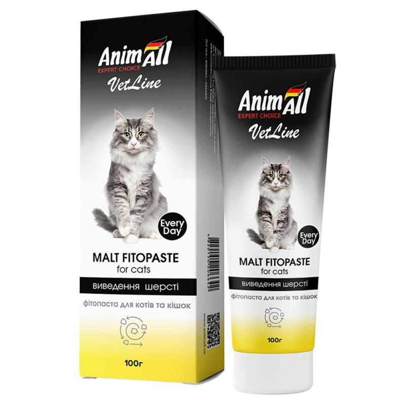 AnimAll VetLine (ЕнімАлл ВетЛайн) Malt Fitopaste - Фітопаста для виведення шерсті у котів (100 г) в E-ZOO