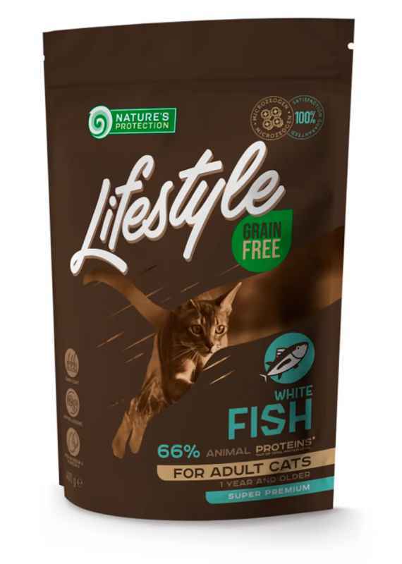 Nature's Protection (Нейчерес Протекшн) Lifestyle Grain Free White Fish Adult Cat – Сухой беззерновой корм с белой рыбой для взрослых кошек (400 г) в E-ZOO