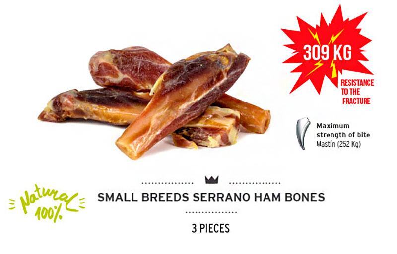 Mediterranean Natural (Медітераніан Натурал) Serrano Ham Bones Small Breeds – М'ясна кістка (половинка) для малих порід собак (110 г (3 шт./уп.)) в E-ZOO
