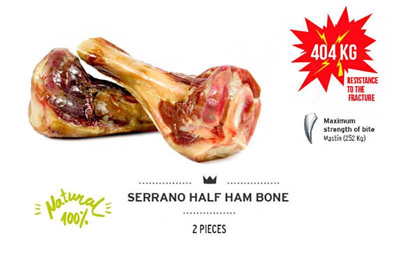 Mediterranean Natural (Медітераніан Натурал) Serrano Half Ham Bones Small&Medium Breeds – М'ясна кістка (половинка) для малих і середніх порід собак (350 г (2 шт./уп.)) в E-ZOO