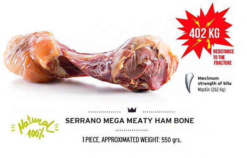Mediterranean Natural (Медітераніан Натурал) Serrano Mega Ham Bones Medium&Big Breeds – М'ясна кістка для собак середніх і великих порід (550 г (1шт./уп.)) в E-ZOO
