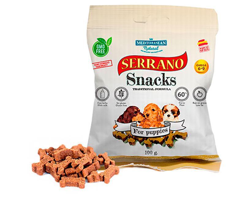 Mediterranean Natural (Медітераніан Натурал) Serrano Snacks For Puppies – Натуральні ласощі з куркою і шинкою для цуценят (100 г) в E-ZOO