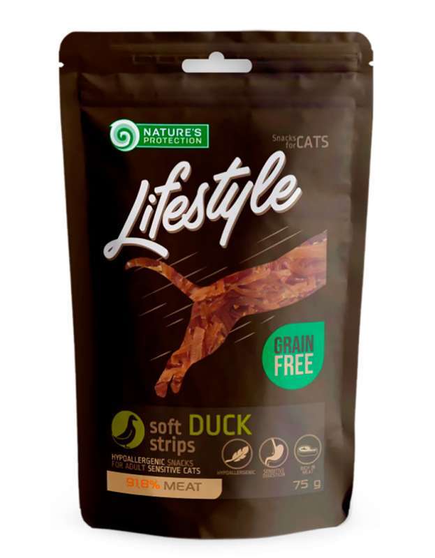 Nature's Protection (Нейчерес Протекшн) Lifestyle Snack Duck Strips – Лакомство из утки для котов (75 г) в E-ZOO