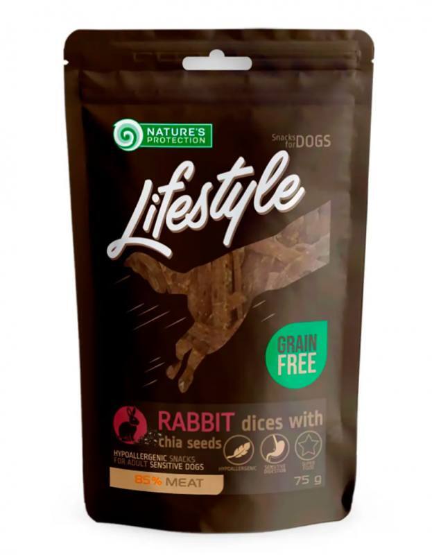 Nature's Protection (Нейчерес Протекшн) Lifestyle Soft Rabbit&Chia Seeds – Лакомство из кролика и семян чиа для собак (75 г) в E-ZOO