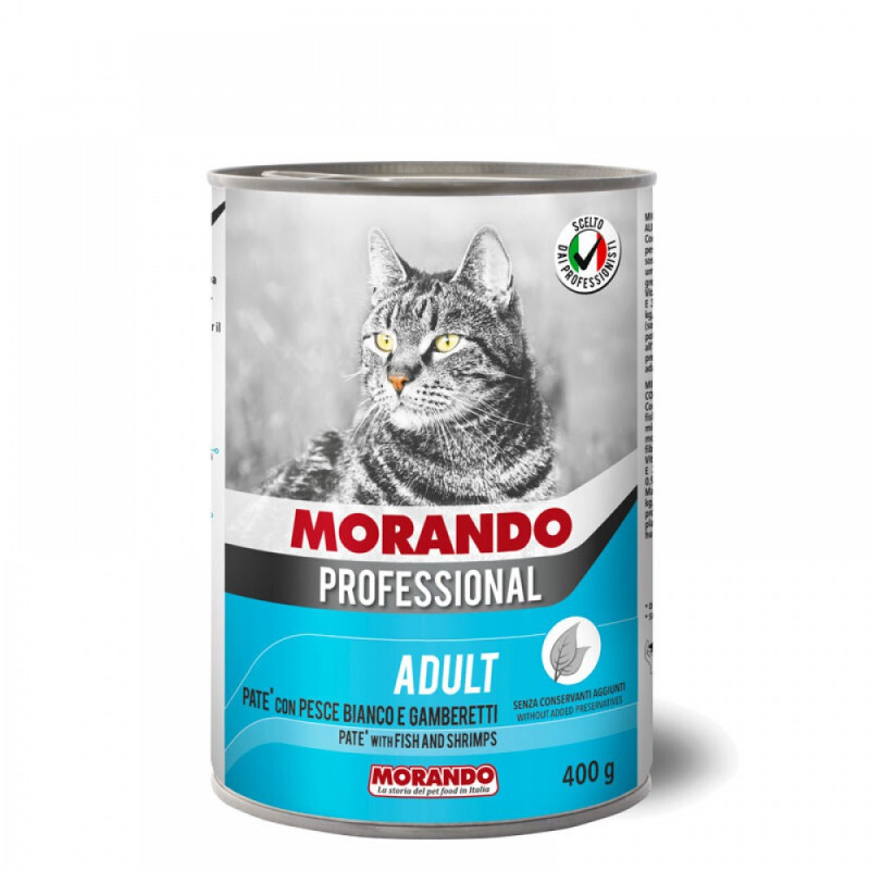 Morando (Морандо) Professional Adult Fish and Shrimps - Консервированный корм с рыбой и креветками для взрослых кошек (400 г) в E-ZOO