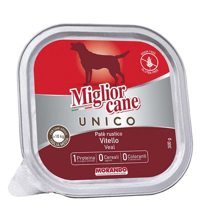 Morando (Морандо) Migliorcane Unico Veal - Консервований корм з телятиною для собак середніх порід (паштет) (300 г) в E-ZOO