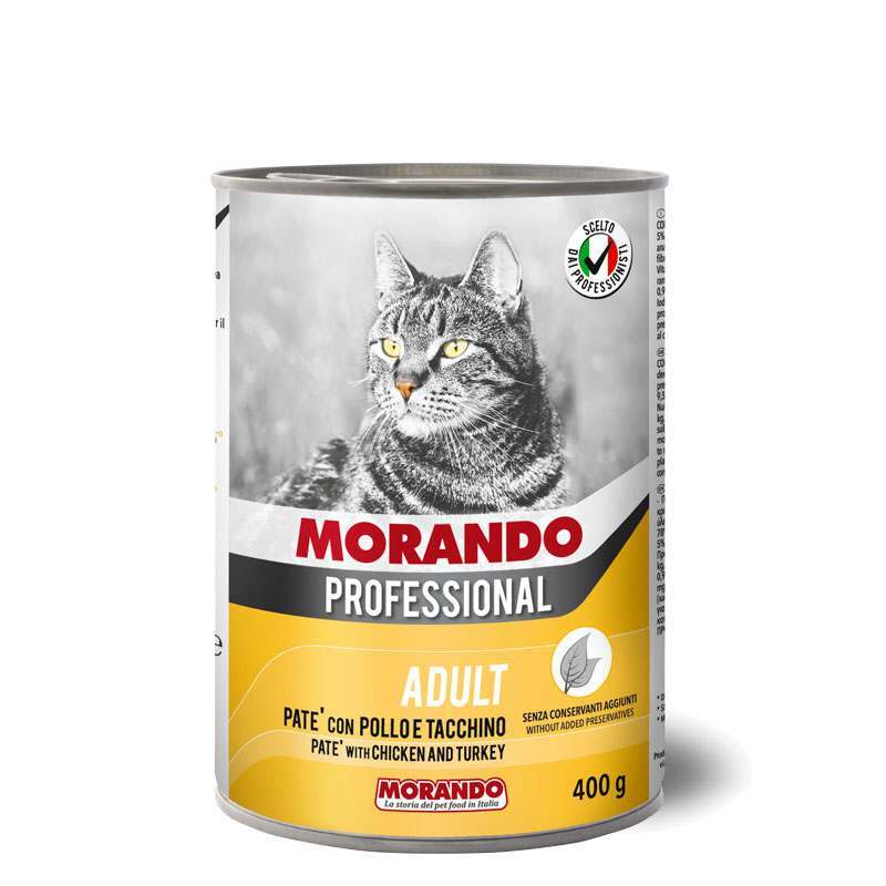 Morando (Морандо) Professional Adult Chicken and Turkey - Консервированный корм с курицей и индейкой для взрослых кошек (паштет) (400 г) в E-ZOO
