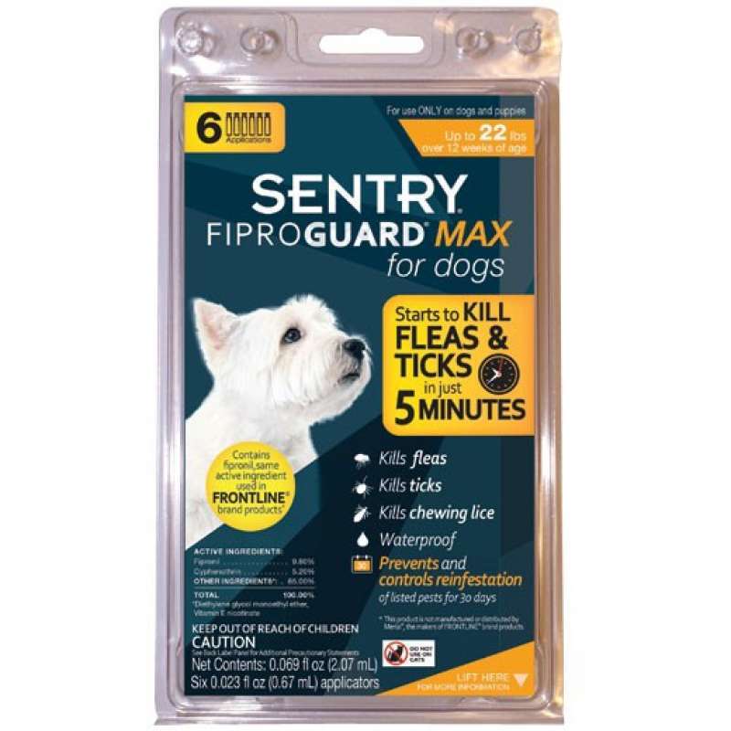 Sentry (Сентри) FiproGuard for dog - Капли ФипроГард для собак от блох, вшей и клещей, 1 пипетка (2-10 кг) в E-ZOO
