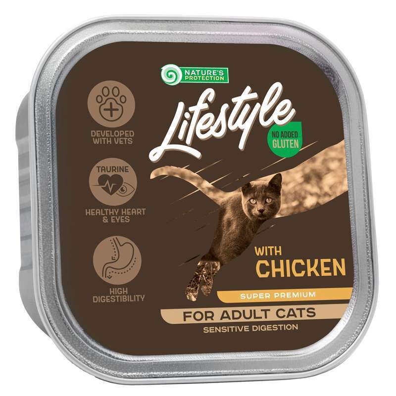 Nature's Protection (Нейчерес Протекшн) Lifestyle Sensitive Digestion Chicken - Влажный корм с курицей для взрослых кошек с чувствительным пищеварением (85 г) в E-ZOO