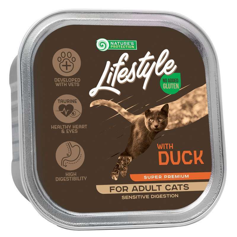 Nature's Protection (Нейчерес Протекшн) Lifestyle Sensitive Digestion Duck - Вологий корм з качкою для дорослих кішок з чутливим травленням (85 г) в E-ZOO