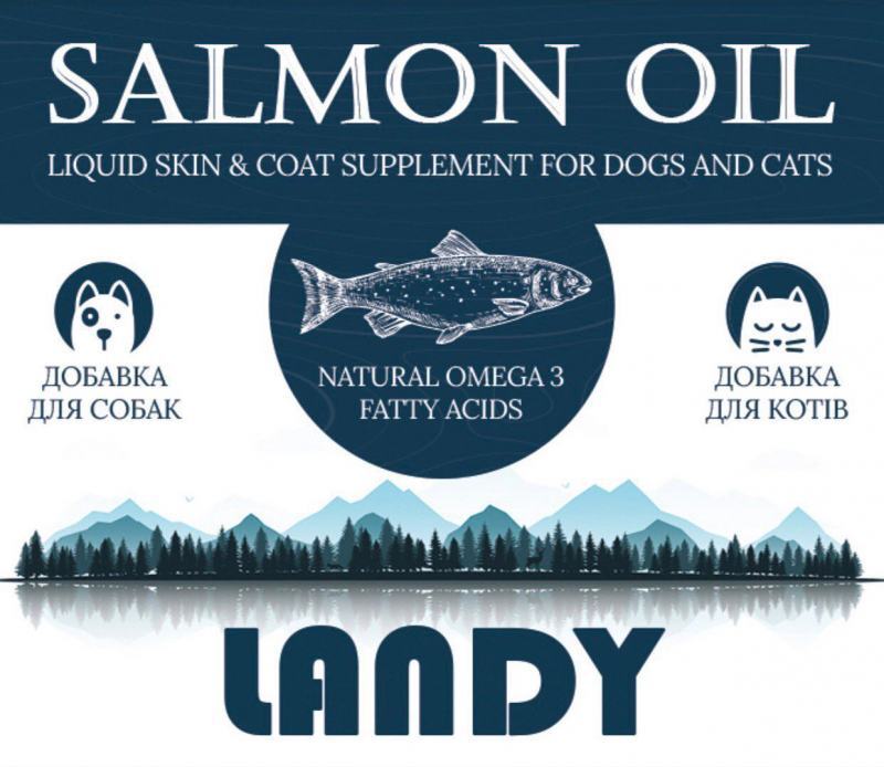 Landy (Ленді) Salmon Oil - Лососева олія для котів та собак (100 мл) в E-ZOO