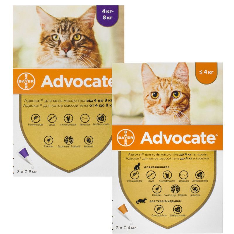 Advocate (Адвокат) by Bayer Animal - Противопаразитарные капли для котов от блох, вшей, клещей, гельминтов (1 пипетка) - Фото 2