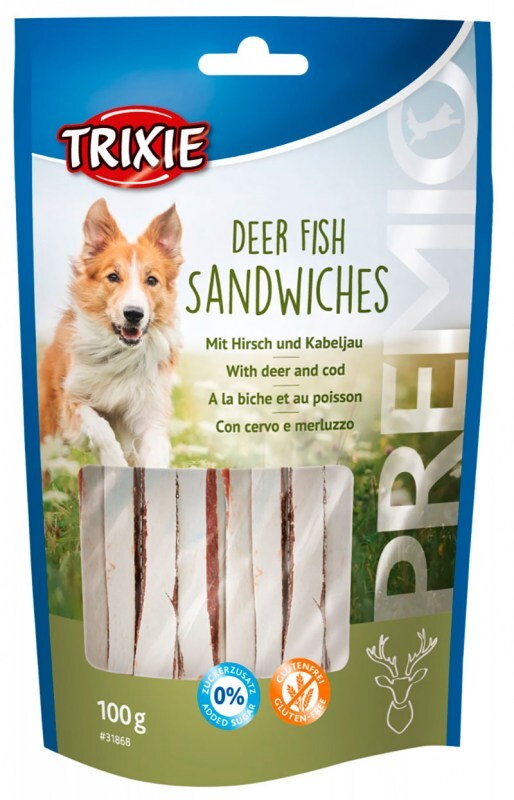 Trixie (Тріксі) Premio Deer Fish Sandwiches – Ласощі з оленем і тріскою для собак (100 г) в E-ZOO