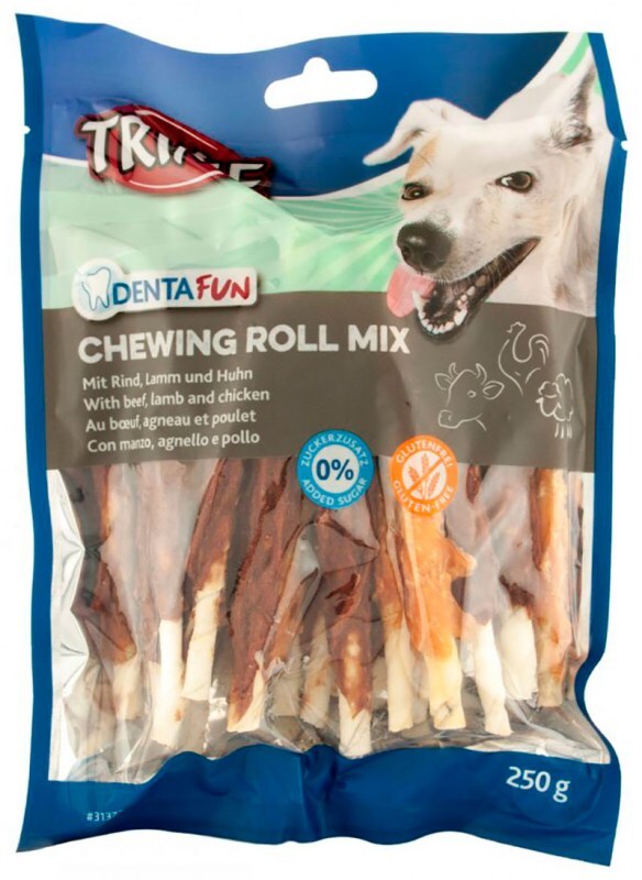Trixie (Тріксі) Denta Fun Chewing Roll Mix – Жувальні палички-роли з яловичиною, ягням, куркою для собак (250 г / 10 см) в E-ZOO