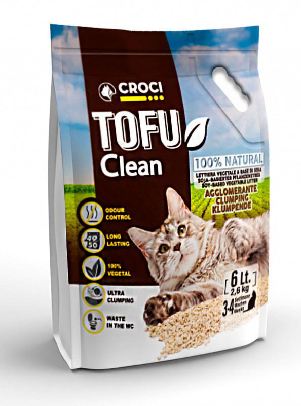 Croci (Крочі) Tofu Clean – Наповнювач Тофу для кошачого туалету соєвий, що утворює грудочки, без запаху (6 л) в E-ZOO