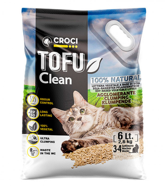 Croci (Крочи) Tofu Clean – Наполнитель Тофу для кошачьего туалета соевый, комкующийся без запаха (6 л) в E-ZOO
