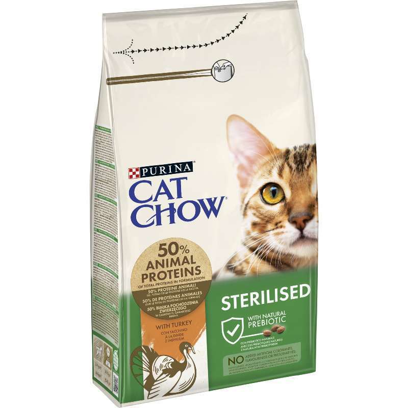 Cat Chow (Кэт Чау) Sterilised - Сухой корм с индейкой для кастрированных котов и стерилизованных кошек (15 кг) в E-ZOO