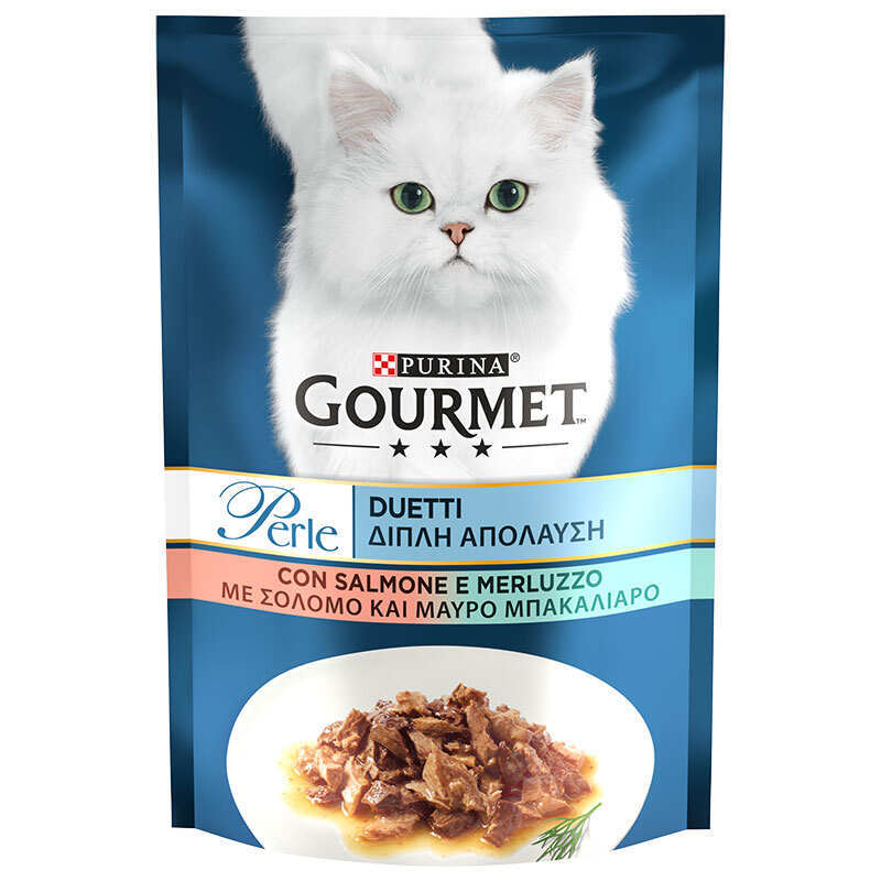 Gourmet (Гурмэ) Perle Duo - Влажный корм с лососем и сайдой для кошек (кусочки в подливе) (85 г) в E-ZOO