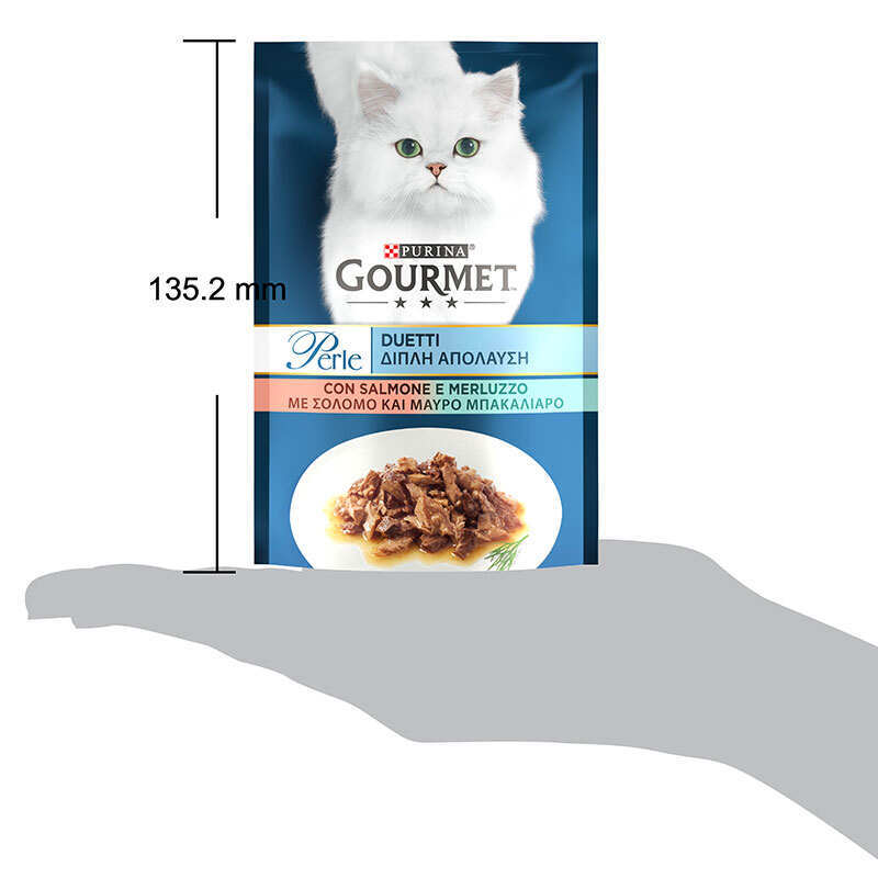 Gourmet (Гурме) Perle Duo - Вологий корм з лососем і сайдою для котів (шматочки в підливі) (85 г) в E-ZOO