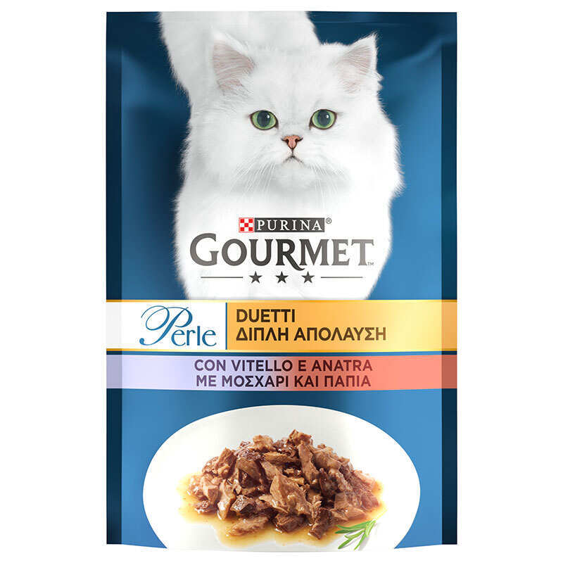 Gourmet (Гурмэ) Perle Duo - Влажный корм с телятиной и уткой для кошек (кусочки в подливе) (85 г) в E-ZOO