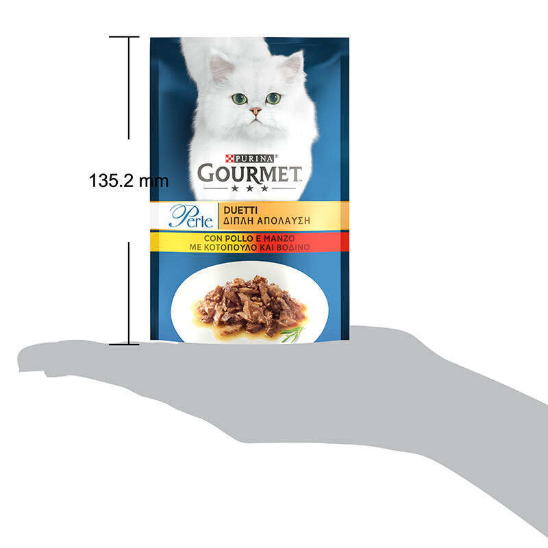 Gourmet (Гурмэ) Perle Duo - Влажный корм с курицей и говядиной для кошек (кусочки в подливе) (85 г) в E-ZOO