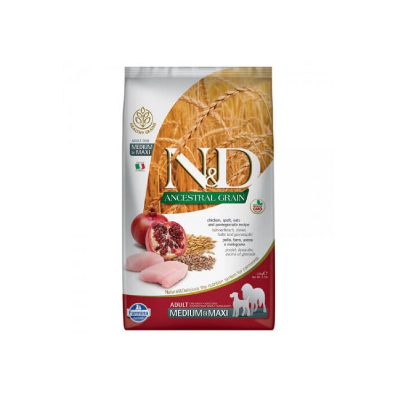 Farmina (Фарміна) N&D Low Grain Dog Chicken & Pomegranate Adult Medium&Maxi - Низькозерновий сухий корм з куркою та гранатом для собак середніх та великих порід (2,5 кг) в E-ZOO