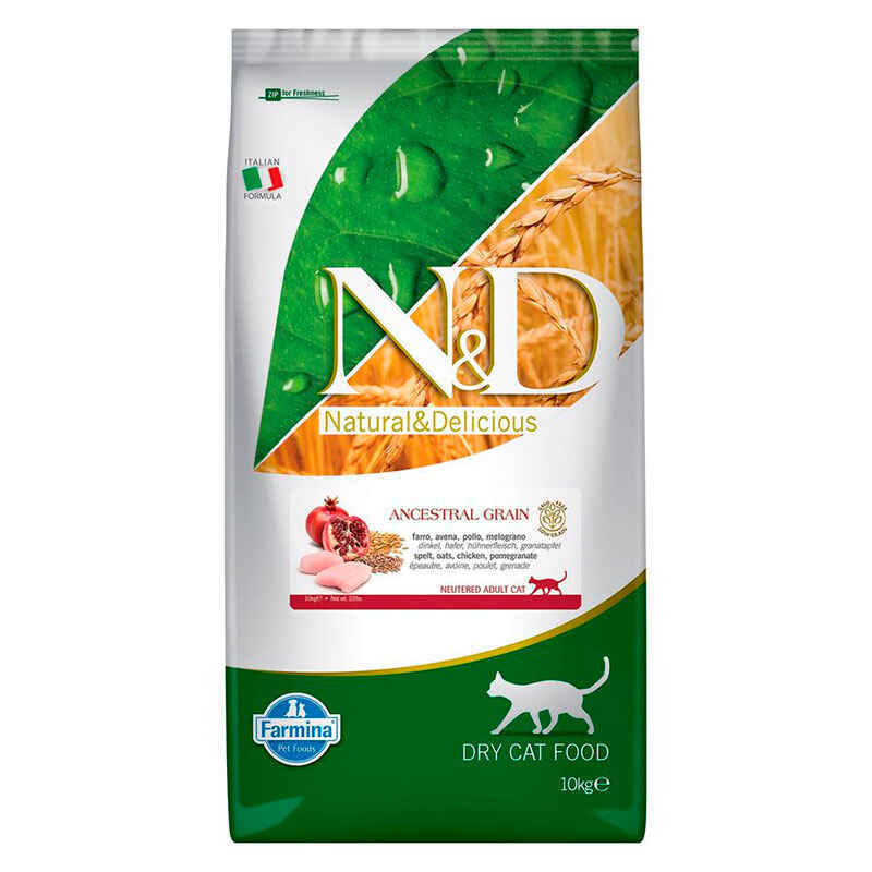 Farmina (Фарміна) N&D Low Grain Cat Chicken & Pomegranate Adult – Низькозерновий сухий корм з куркою та гранатом, для дорослих котів (10 кг) в E-ZOO