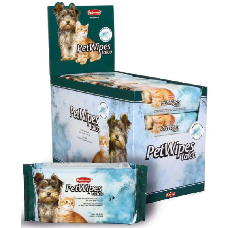 Padovan (Падован) Pet Wipes Talc - Очищающие салфетки с запахом талька для собак, кошек и щенков (40 шт./уп.) в E-ZOO